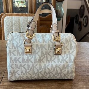 Michael Kors Cream and Gold Satchel